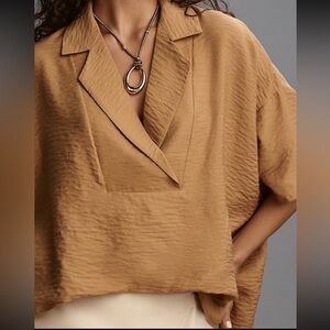 Anthropologie Dylon Short-Sleeve Wide-Placket Top – Size Large